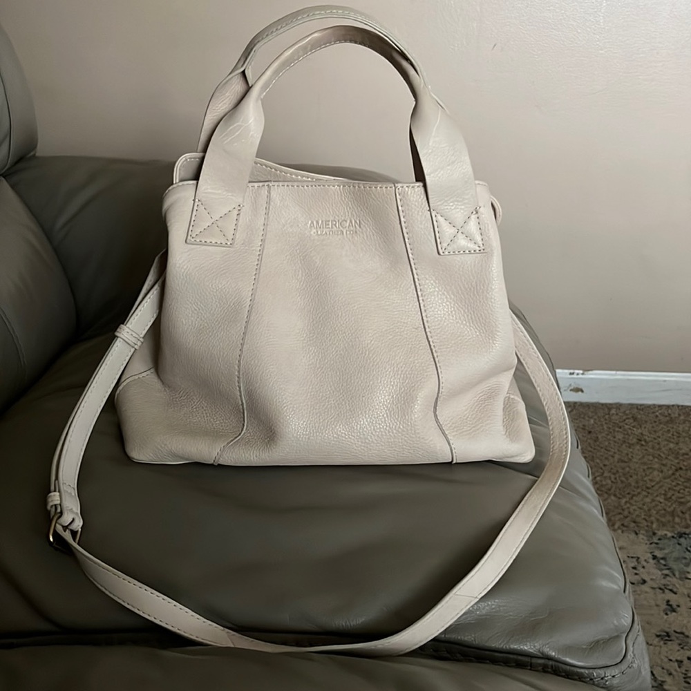 American Leather Co. Ada Triple Entry Leather Satchel Bone